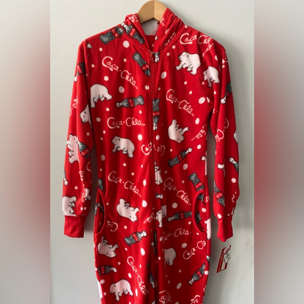 Coca Cola Coke Holiday  Fleece Hooded Onesie